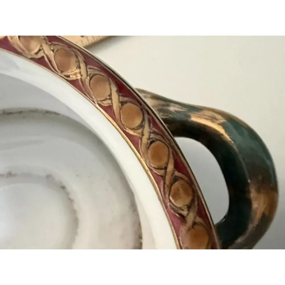 vtg. chinese hand painted and Gilt porcelain footbath with floral motifs
